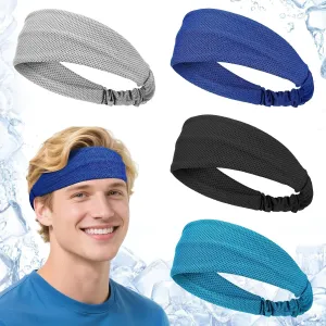 Cooling Headbands for Men Women - 4Pcs Highly Elastic Quick Chilly Workout Sweat Band, Comfortable Moisture Wicking Hairband