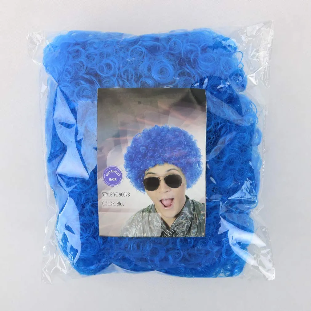 FREE BEAUTY Fluffy Afro Synthetic Clown Wig for Men Women Cosplay Anime Party Christmas Halloween Fancy Funny Wigs (Blue)