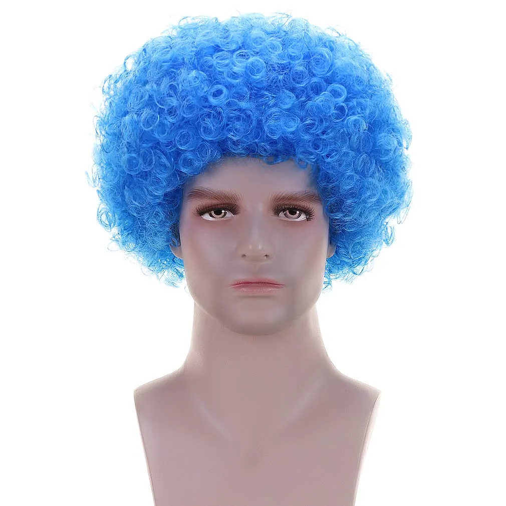 FREE BEAUTY Fluffy Afro Synthetic Clown Wig for Men Women Cosplay Anime Party Christmas Halloween Fancy Funny Wigs (Blue)