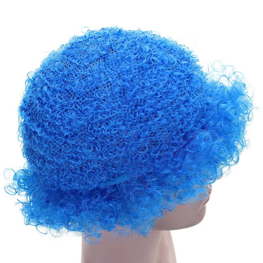 FREE BEAUTY Fluffy Afro Synthetic Clown Wig for Men Women Cosplay Anime Party Christmas Halloween Fancy Funny Wigs (Blue)