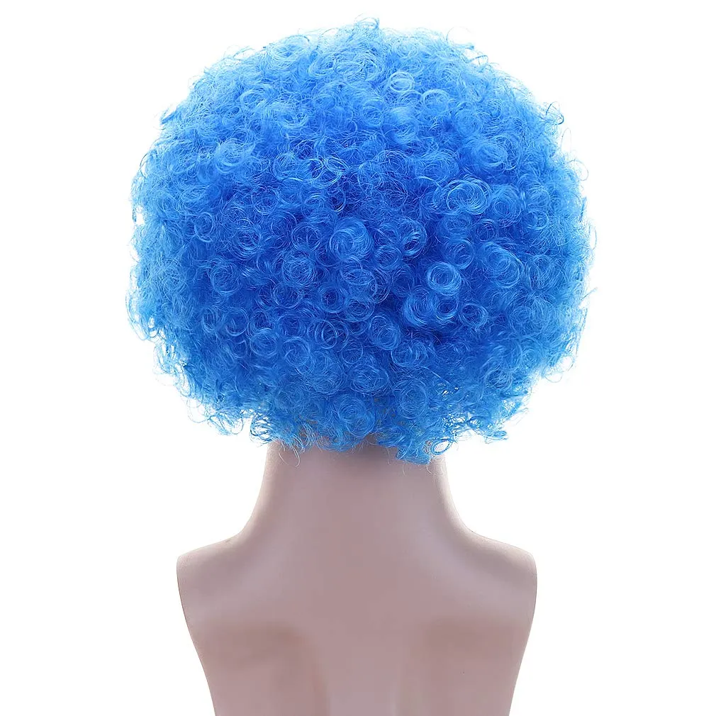 FREE BEAUTY Fluffy Afro Synthetic Clown Wig for Men Women Cosplay Anime Party Christmas Halloween Fancy Funny Wigs (Blue)