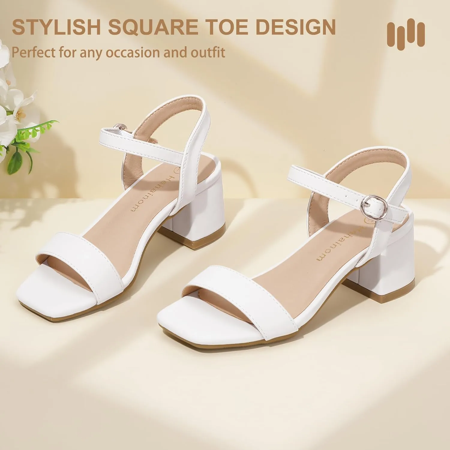 Hehainom Girls Heels Dress Shoes Square Toe Sandals Flower Girl Party Wedding Church Little Big Kid Shoes