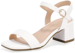 Hehainom Girls Heels Dress Shoes Square Toe Sandals Flower Girl Party Wedding Church Little Big Kid Shoes