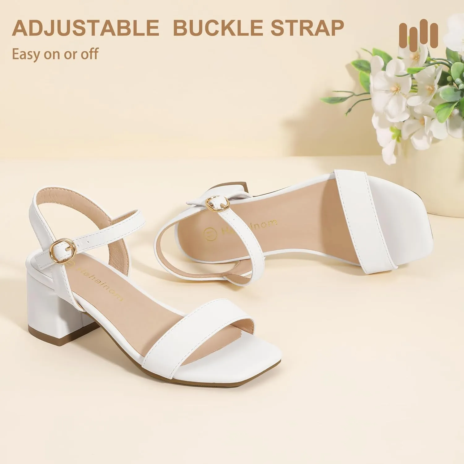 Hehainom Girls Heels Dress Shoes Square Toe Sandals Flower Girl Party Wedding Church Little Big Kid Shoes