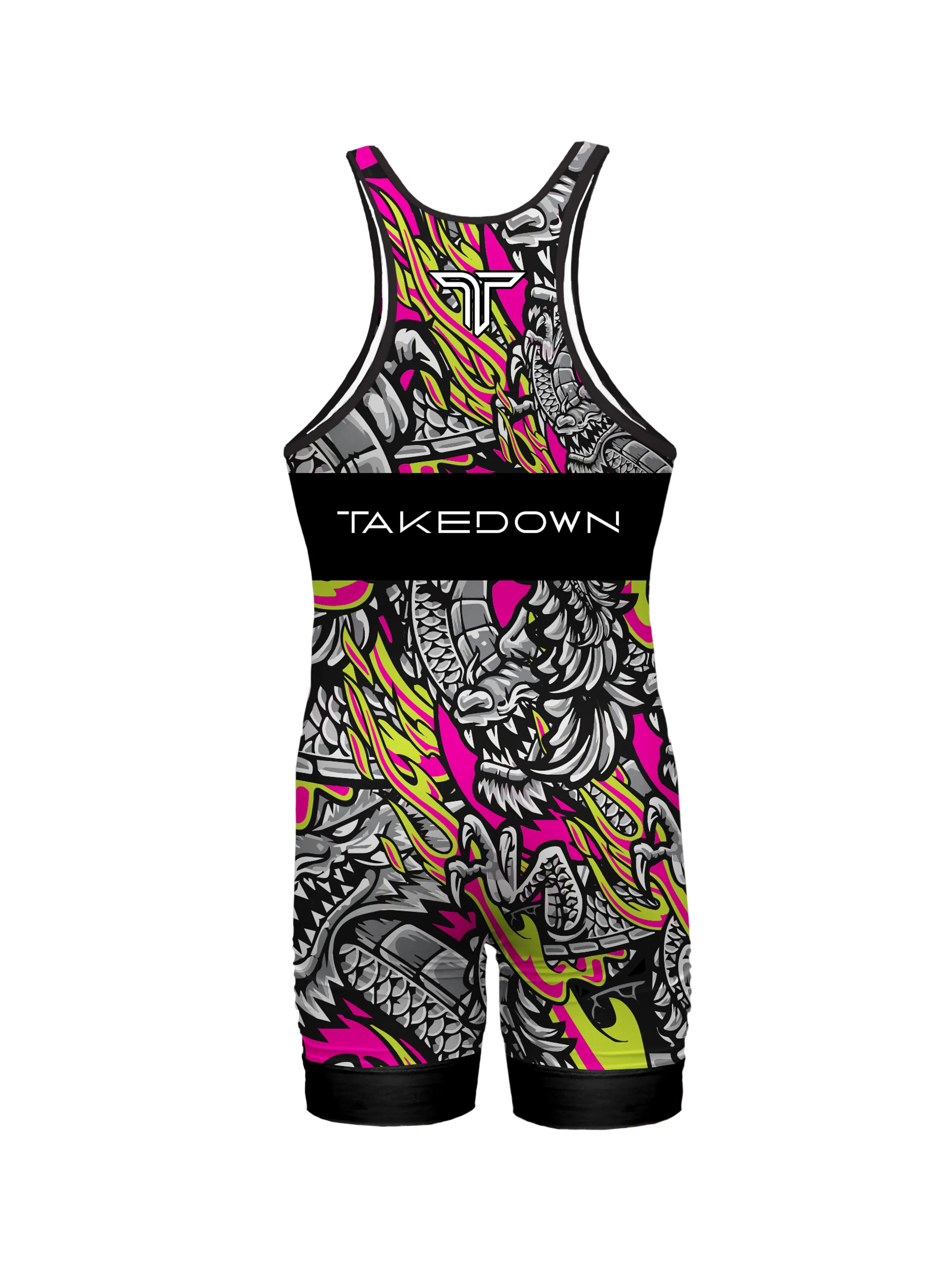 Iron Dragon Wrestling Singlet - Grey & Fuchsia