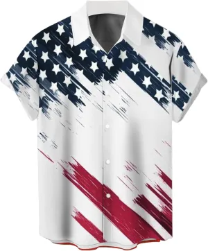 Lzzidou 4th of July Shirts for Men Patriotic American Flag Shirts USA Memorial Day Shirt