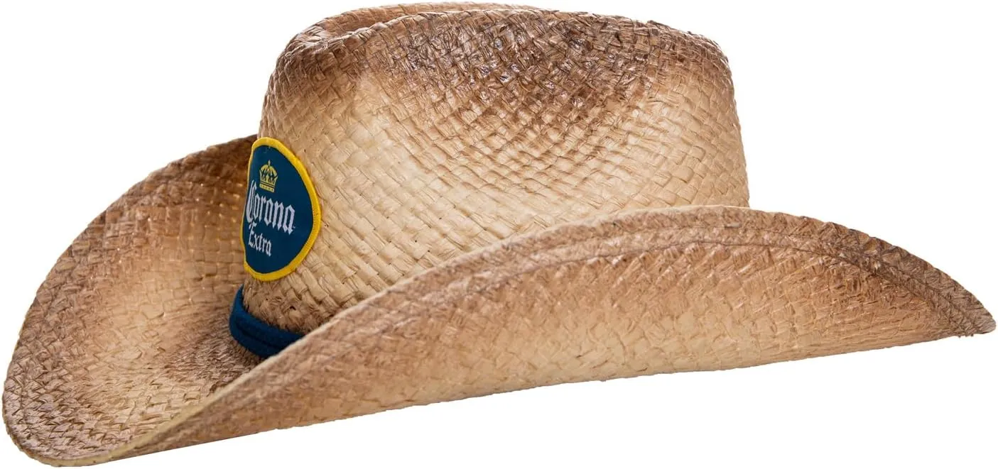 Men's Corona Extra Straw Beach Cowboy Hat with Curved Brim Tan