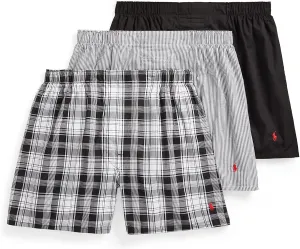 POLO RALPH LAUREN Men's Classic Fit Cotton Woven Boxers 3-Pack
