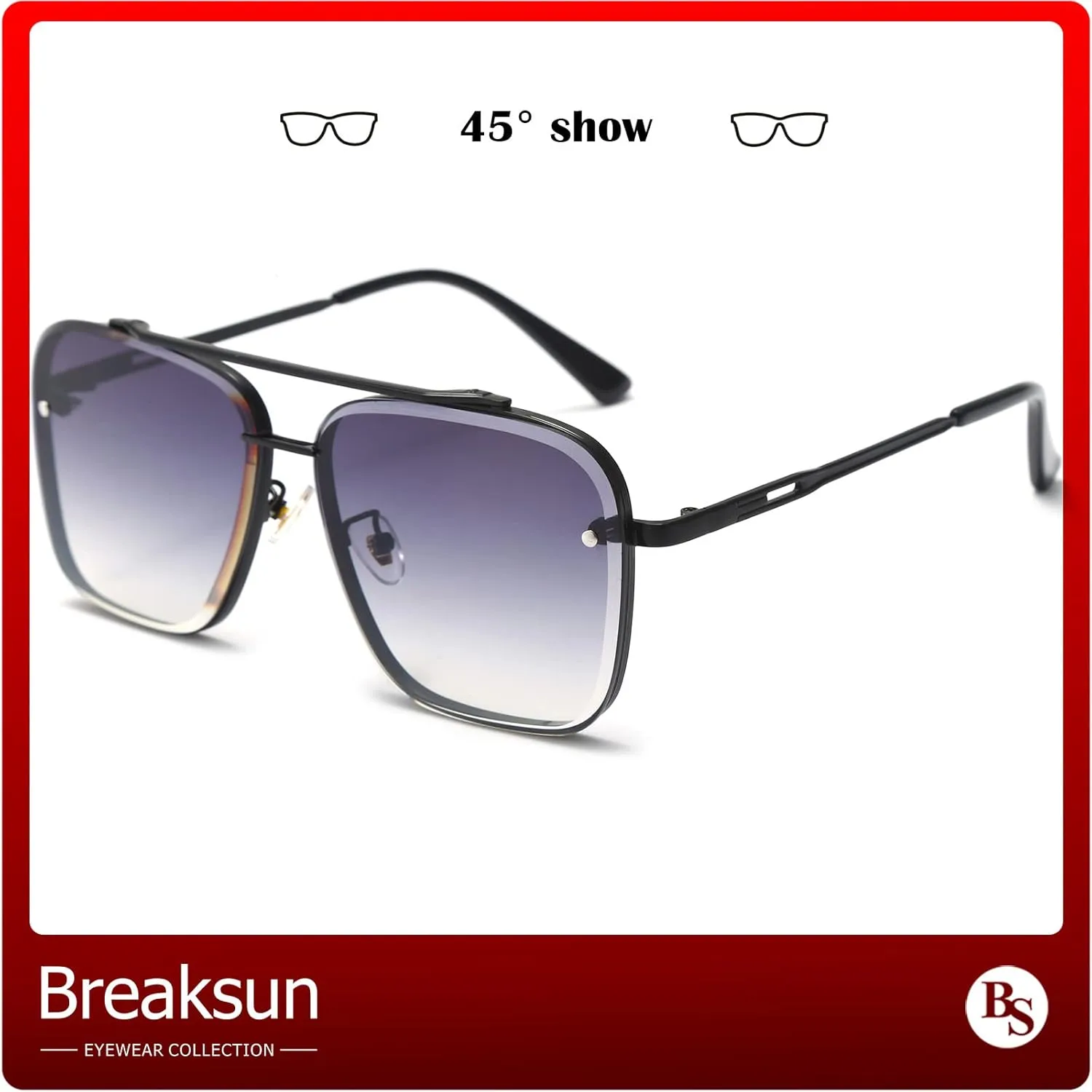 Square Aviator Sunglasses for Men Women Fashion Vintage Diamond Cutting Lens Classic Military Pilot Gradient Shades