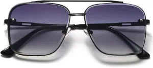 Square Aviator Sunglasses for Men Women Fashion Vintage Diamond Cutting Lens Classic Military Pilot Gradient Shades