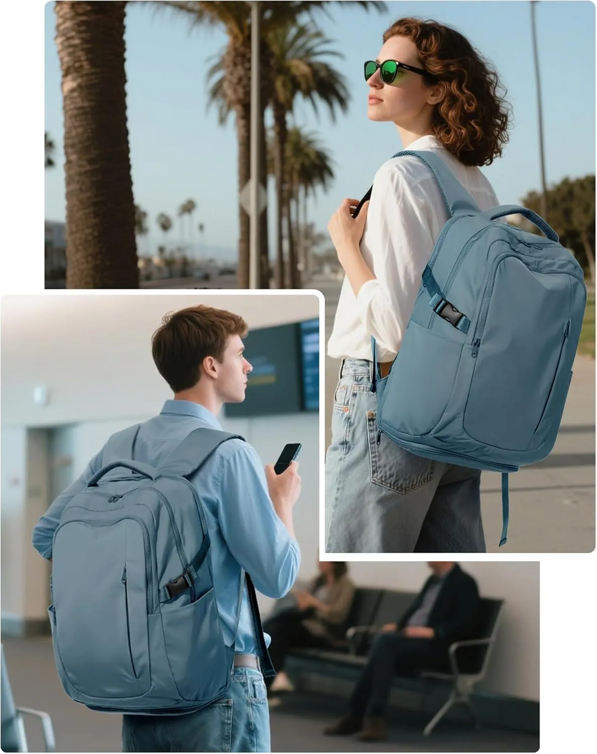 suwasp Large Travel Backpack for Women Men Airline Approved Carry On Personal Item Backpack Bag Frontier Airlines Personal Item Bag Flight Approved Luggage Backpack - Blue